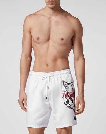 Plein Sport Zwemshorts 'Tiger' in Wit: voorkant