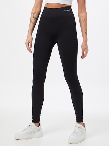 Skinny Pantalon de sport Hummel en noir : devant