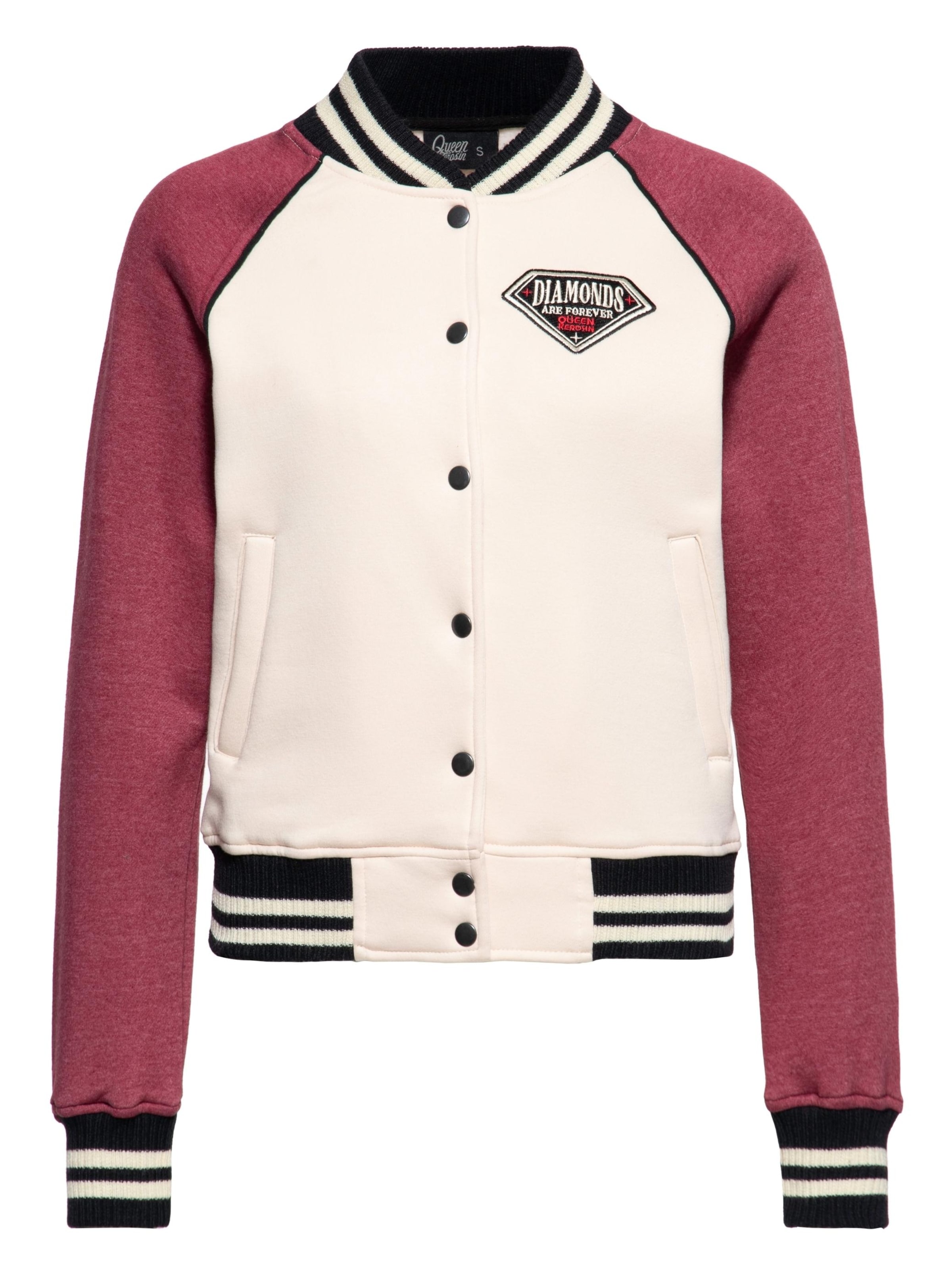 Queen Kerosin Between-Season Jacket 'Diamonds' in Beige: front