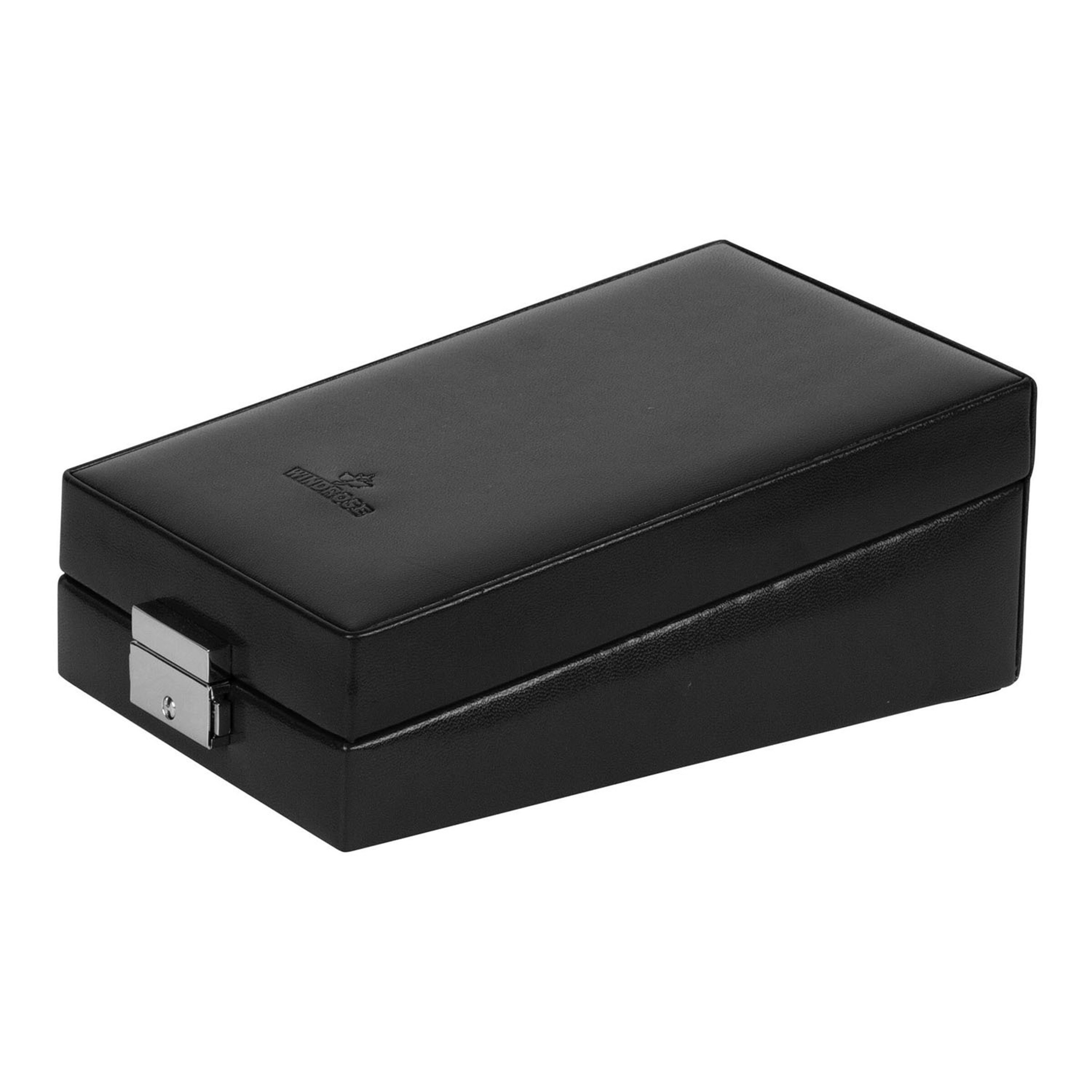 WINDROSE Merino Schmuckkoffer 12 cm in Schwarz: Vorderseite