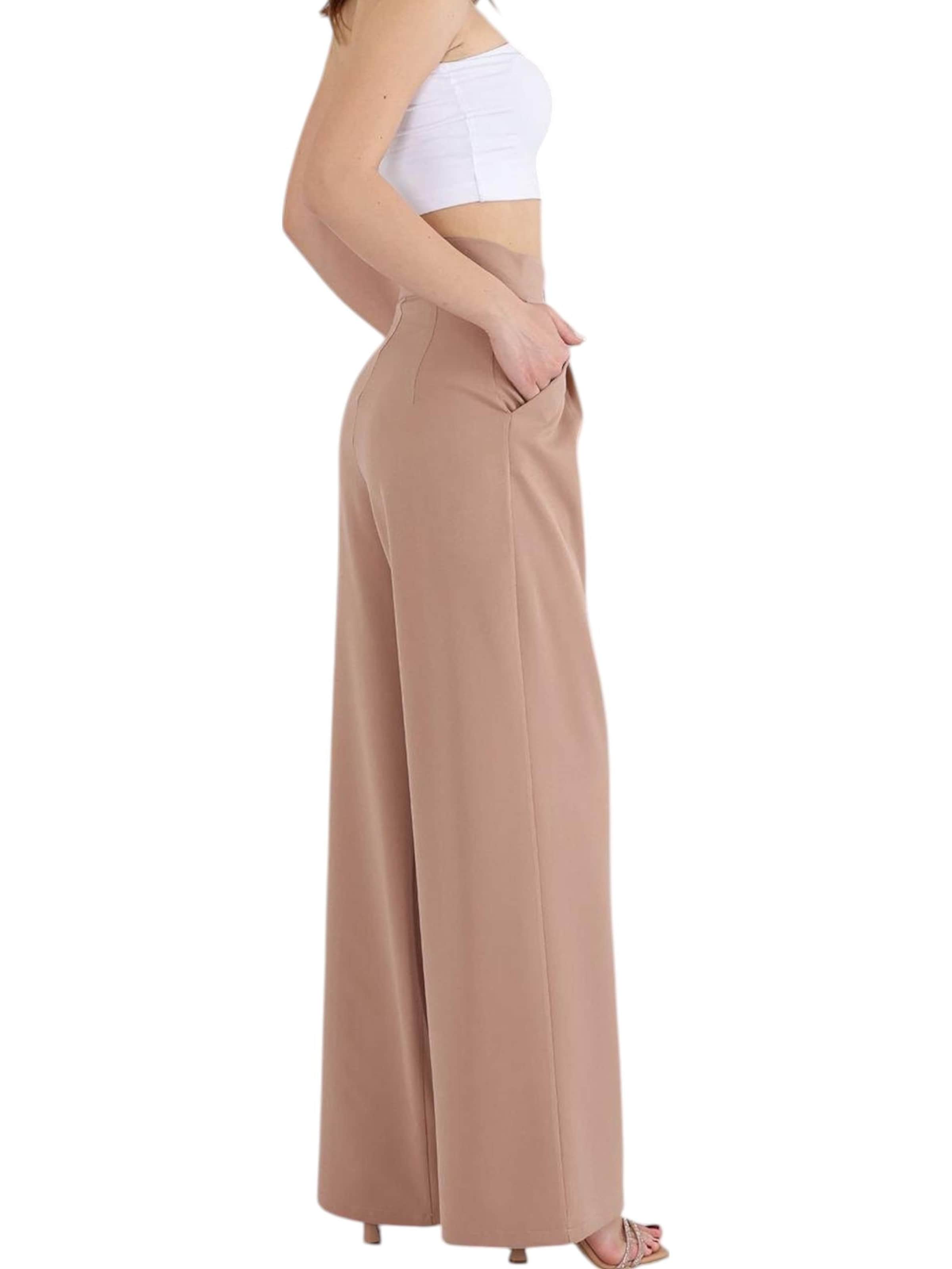 fashionshowcase Wide leg Bandplooibroek 'ALYA' in Beige
