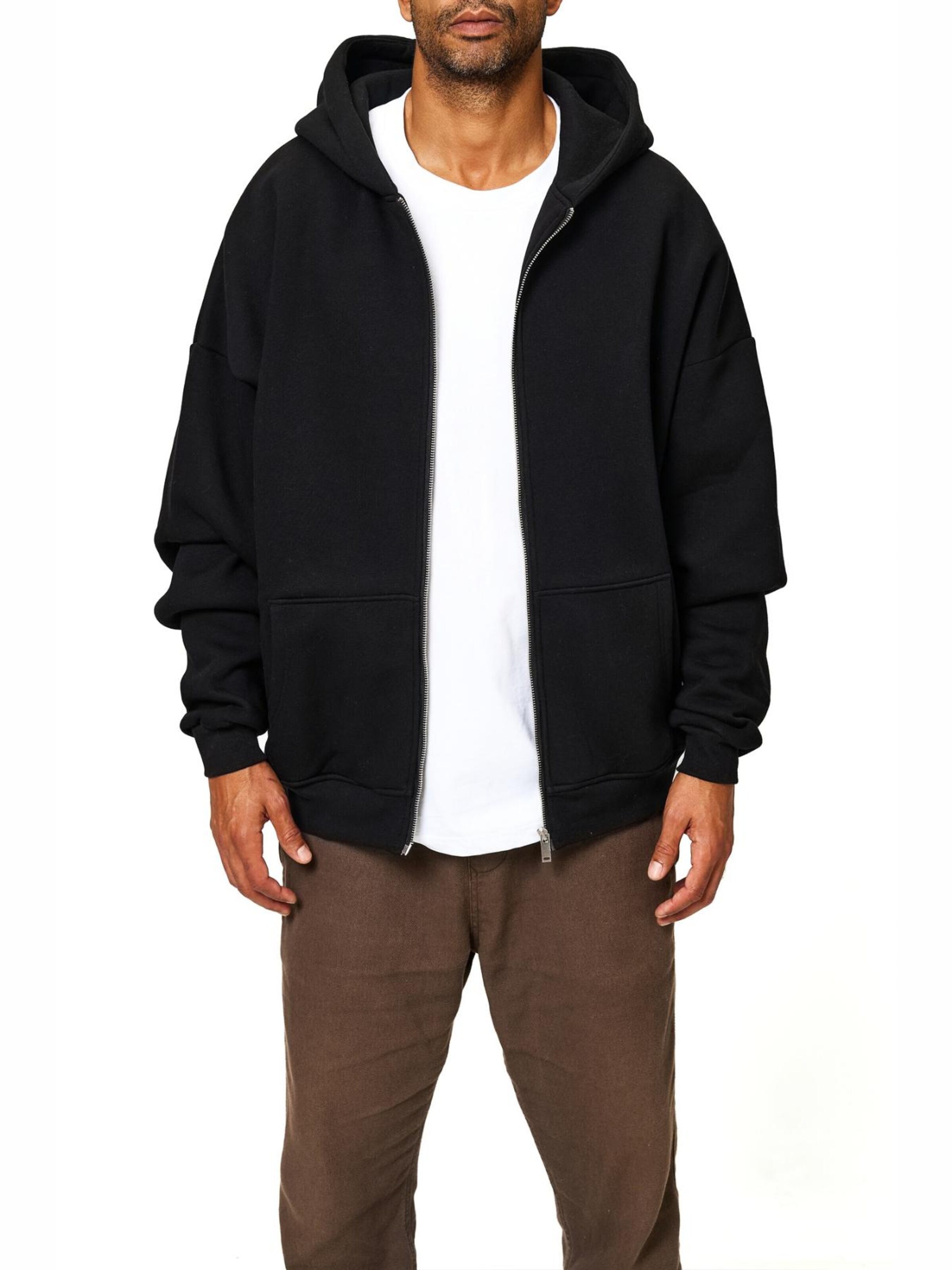 BlankOrder Zip-Up Hoodie in Black