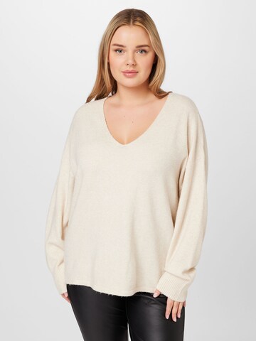 Vero Moda Curve Trui 'DOFFY' in Beige: voorkant