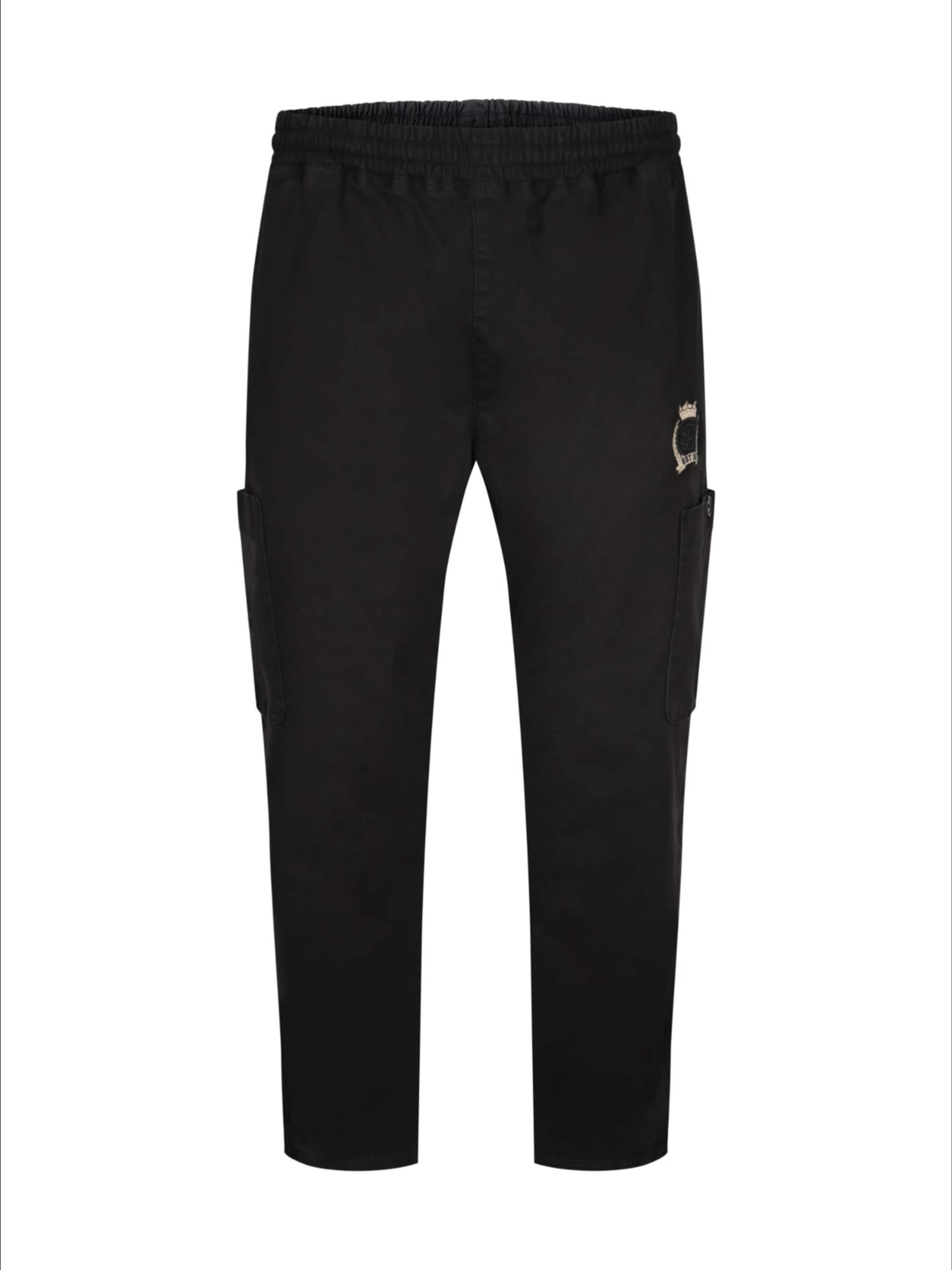 SikSilk Loose fit Cargo trousers in Black: front