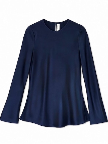 IVA RYCH Slow Fashion Store Bluse 'Seidenbluse im Schrägschnitt I Deadstock' in Blau: Vorderseite