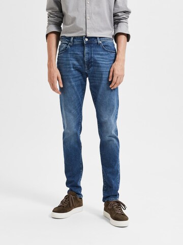 SELECTED HOMME Slimfit Jeans 'Leon' i blå: framsida