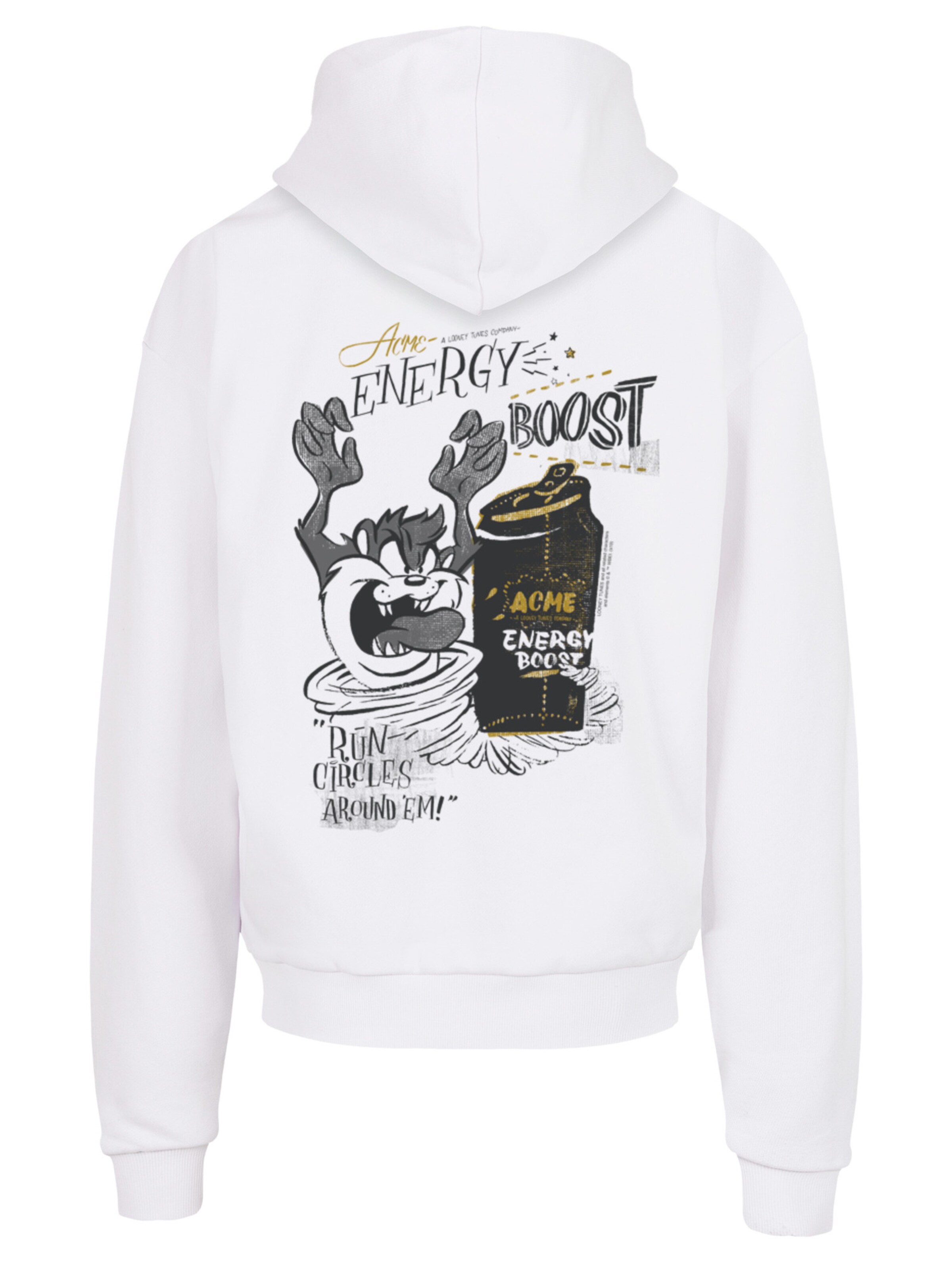 F4NT4STIC Sweatshirt 'Looney Tunes Taz Energy Boost' in White: front