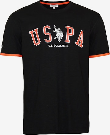U.S. POLO ASSN. Shirt 'Bren Piquet' in Zwart: voorkant