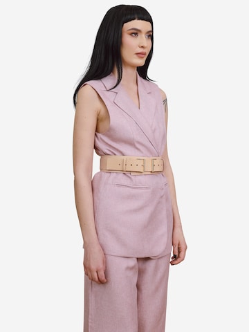 Haute Cuir Riem 'Double Buckle' in Beige