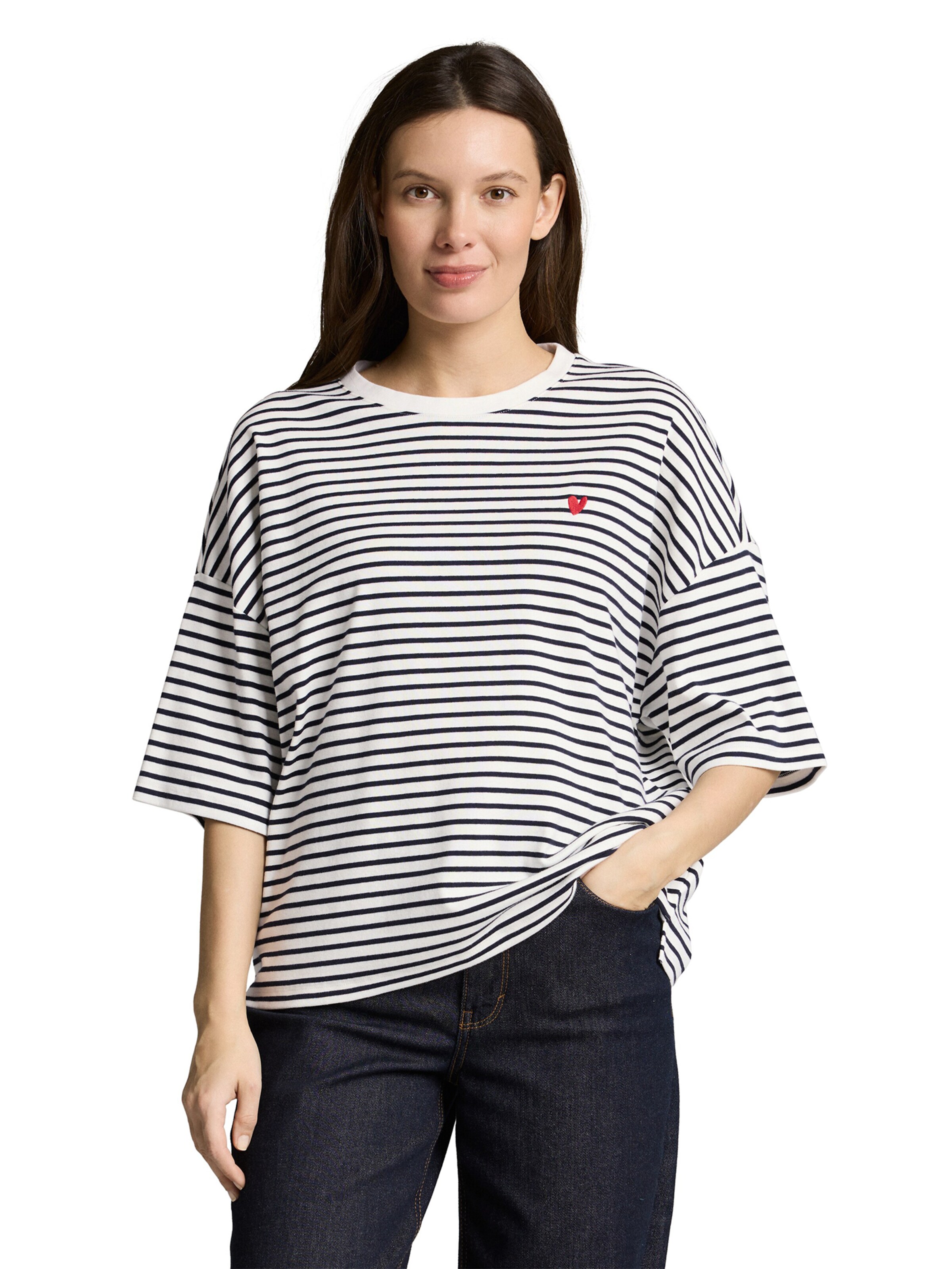 TOM TAILOR Oversized bluse i hvid: forside