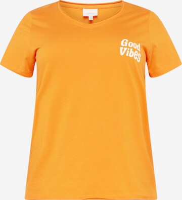 ONLY Carmakoma T-shirt 'QUOTE' i orange: framsida