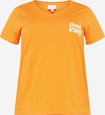 ONLY Carmakoma T-Shirt 'QUOTE' in Orange: predná strana