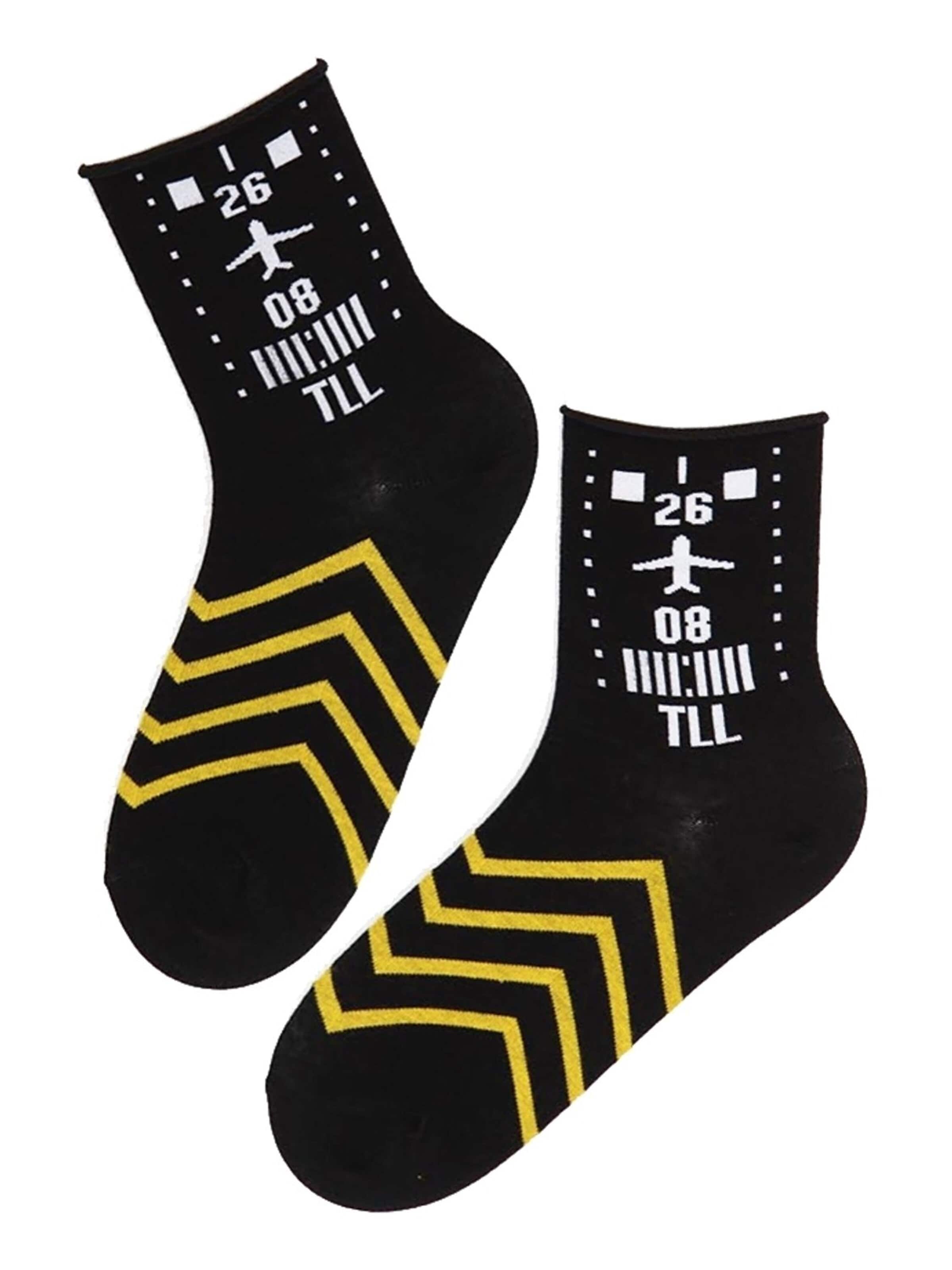Sokisahtel Sokker 'Tallinn Airport socks FLY AWAY' i blandingsfarvet: forside