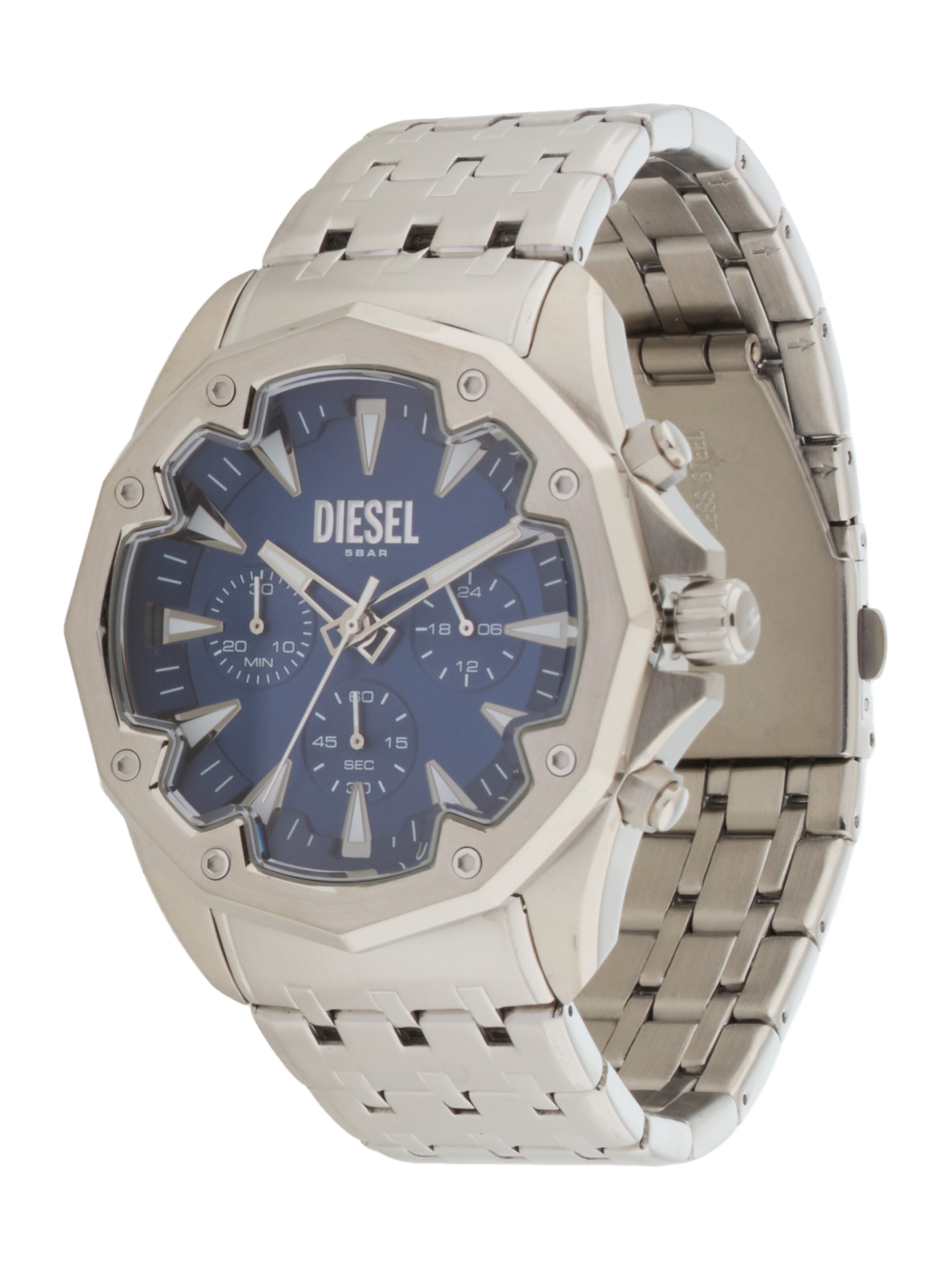 DIESEL Аналоговые часы 'STINGER' в Серебристый: спереди
