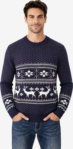 KoJooin Sweater 'Weihnachtspullover für Herren Rundhalsausschnitt Langarm Pullover' in Blue: front