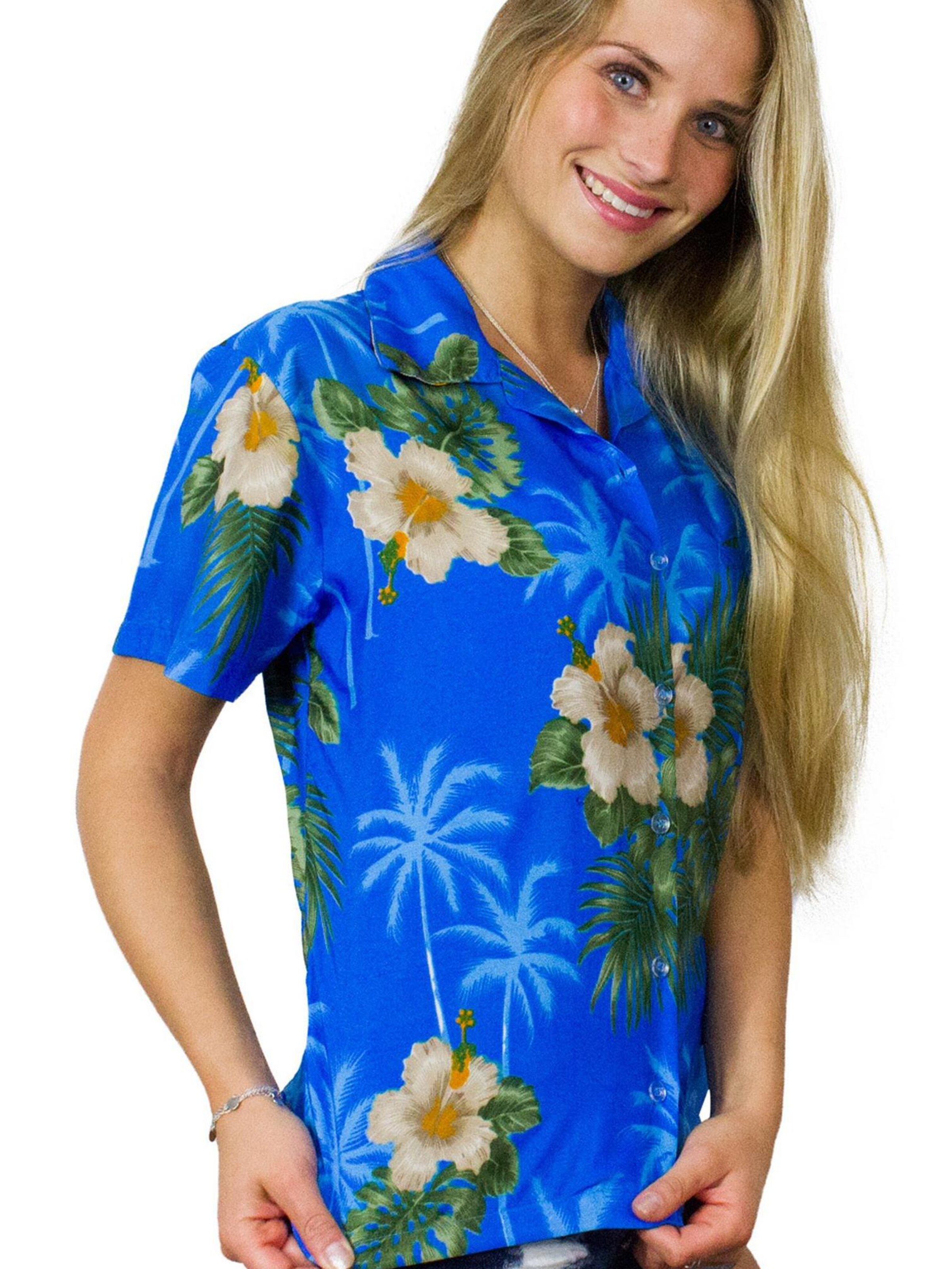 King Kameha Bluse 'Small Flower'‌‌‌‌‌‌‌‌ in Blau