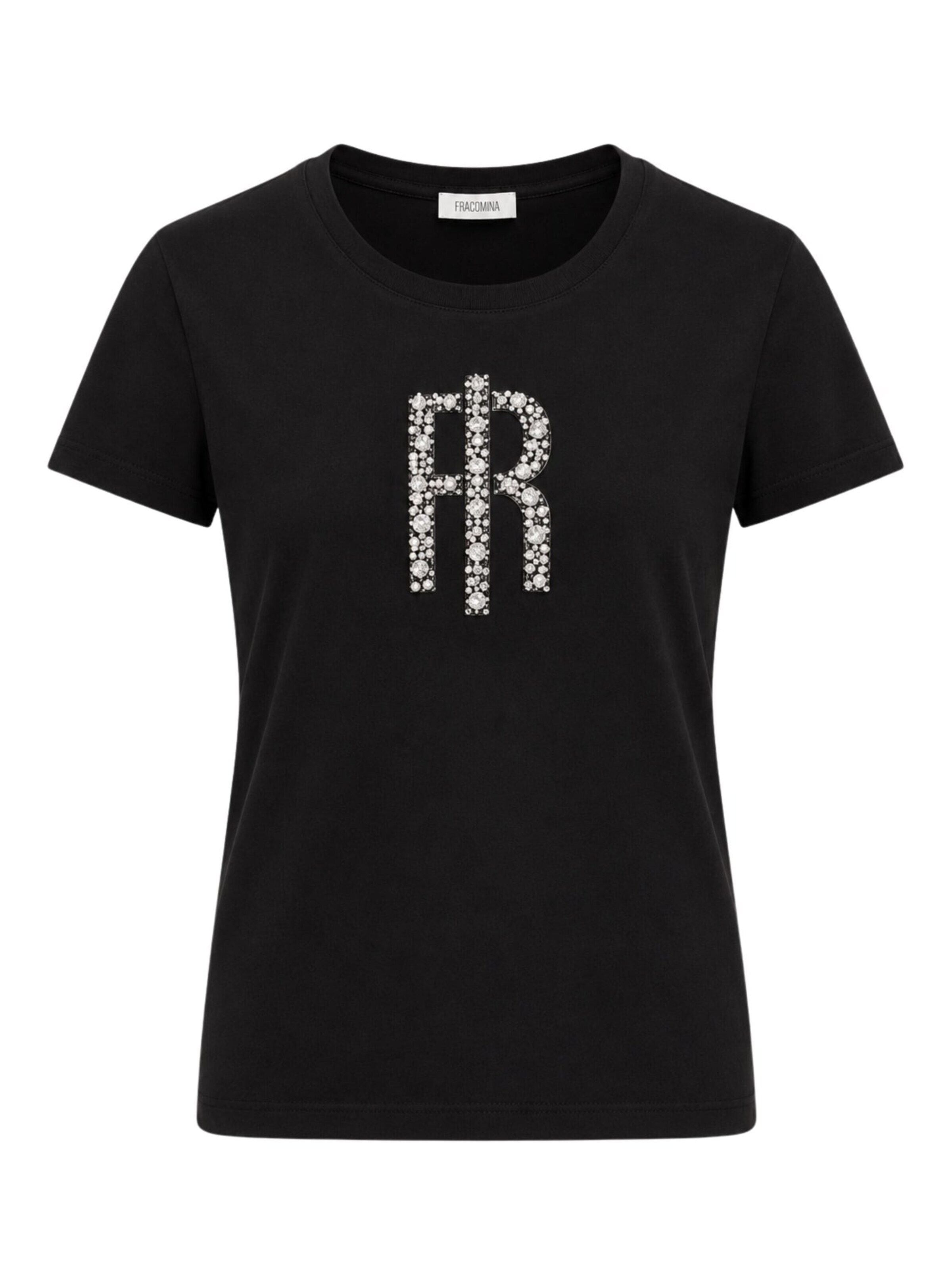T-shirt 'T-shirt with jeweled logo' Fracomina en noir : devant