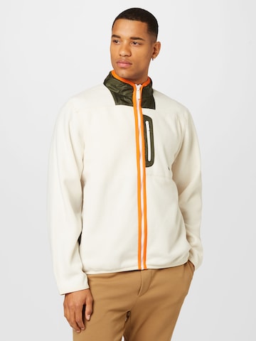 LACOSTE Fleece jacket in Beige: front