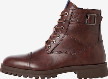 JACK & JONES Boots med snörning 'ELTON' i brun: framsida