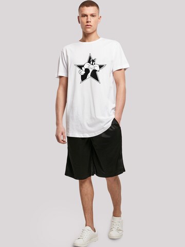 T-Shirt 'Looney Tunes Sylvester Mono Star' F4NT4STIC en blanc