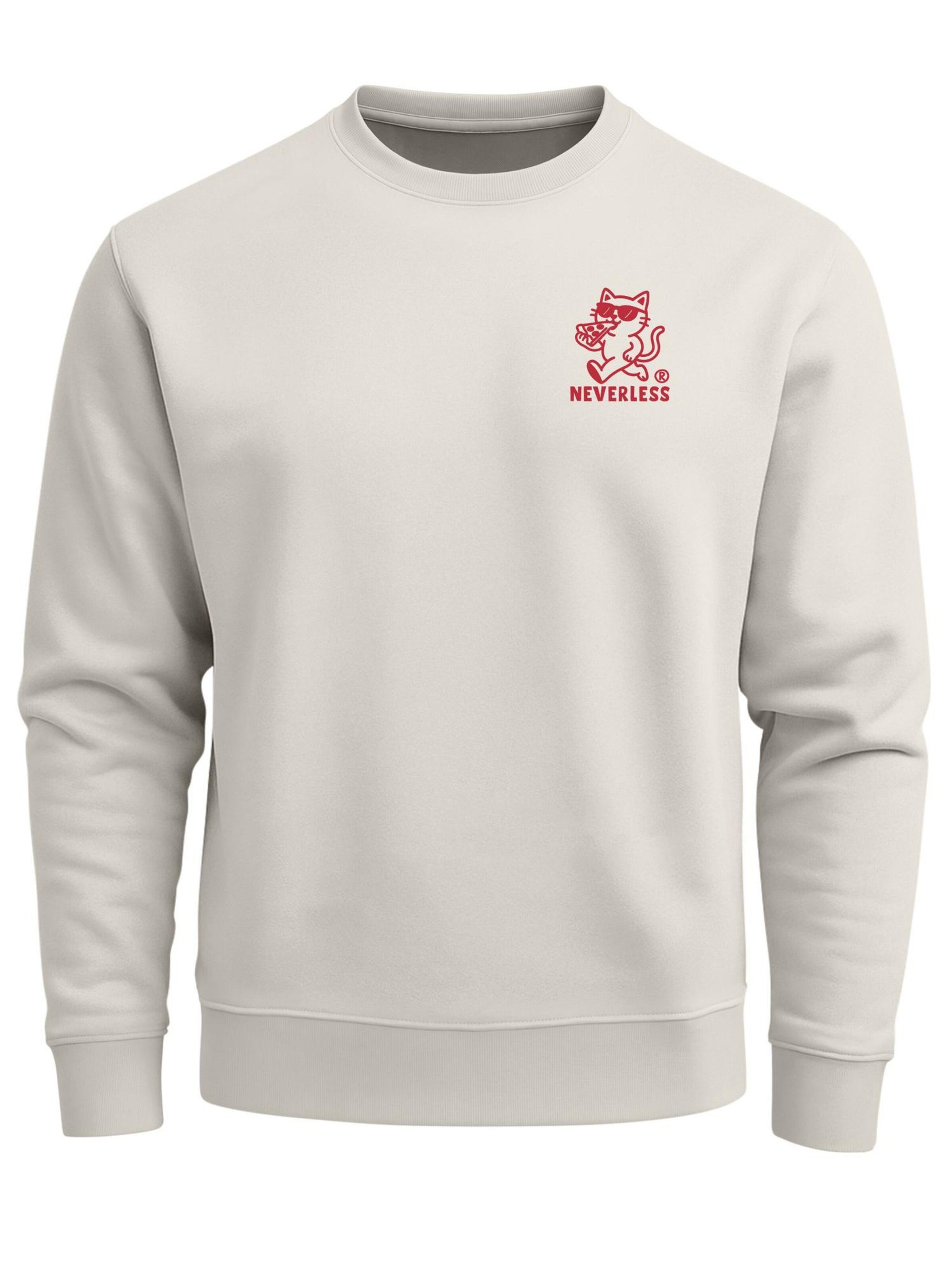 Neverless Sweatshirt 'Eat a Slice' in Beige: front