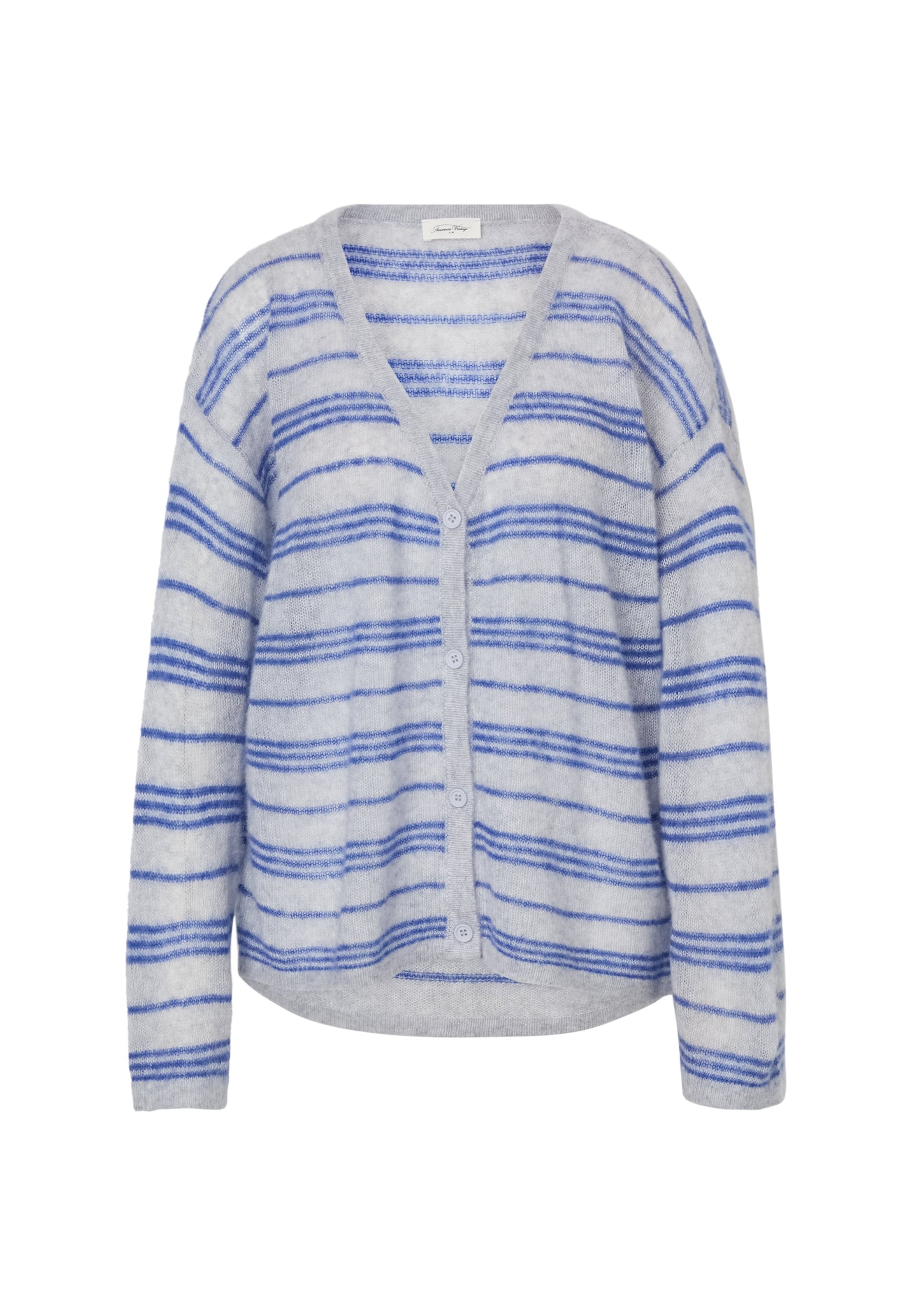 AMERICAN VINTAGE Strickjacke 'Bodyrow' in XS-S in blau / grau, Produktansicht
