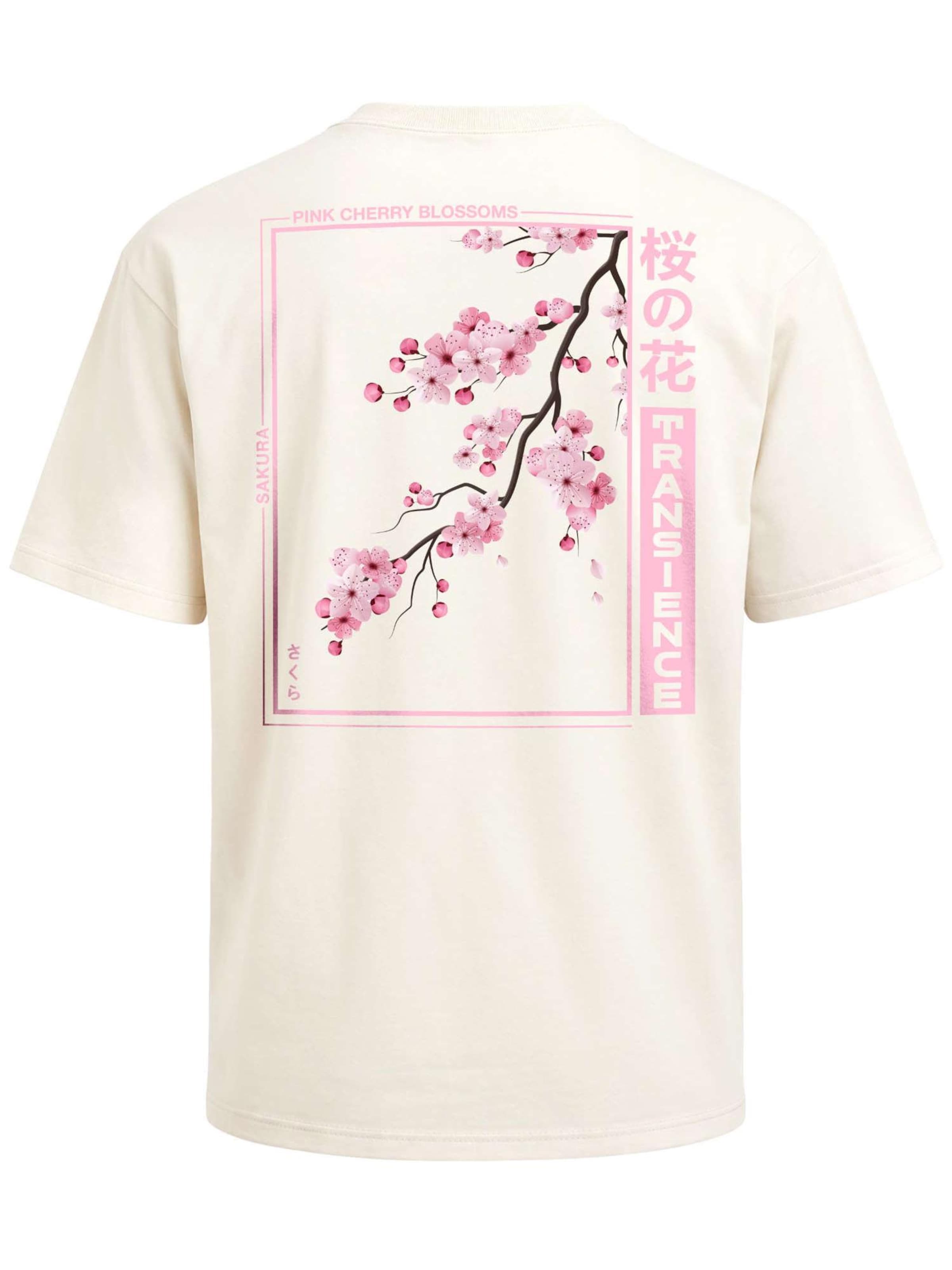 Neverless Shirt 'Kirschblüten' in Beige