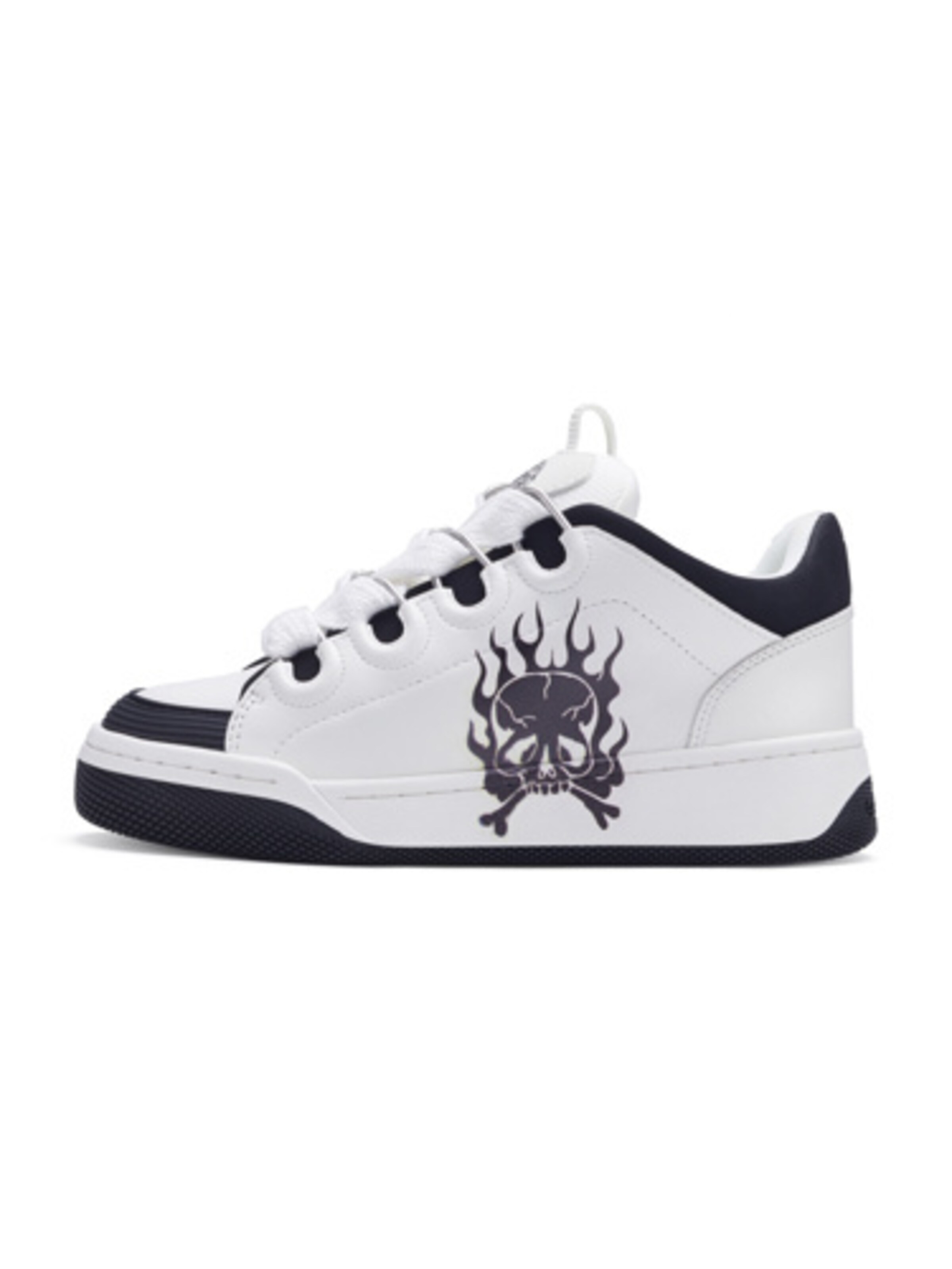 Ed Hardy - Zapatillas deportivas bajas 'Flaming Skull' en blanco