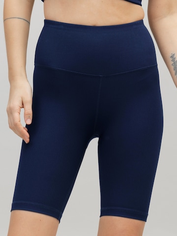 Hey Honey - Leggings 'Biker Ribbed' en azul: frente