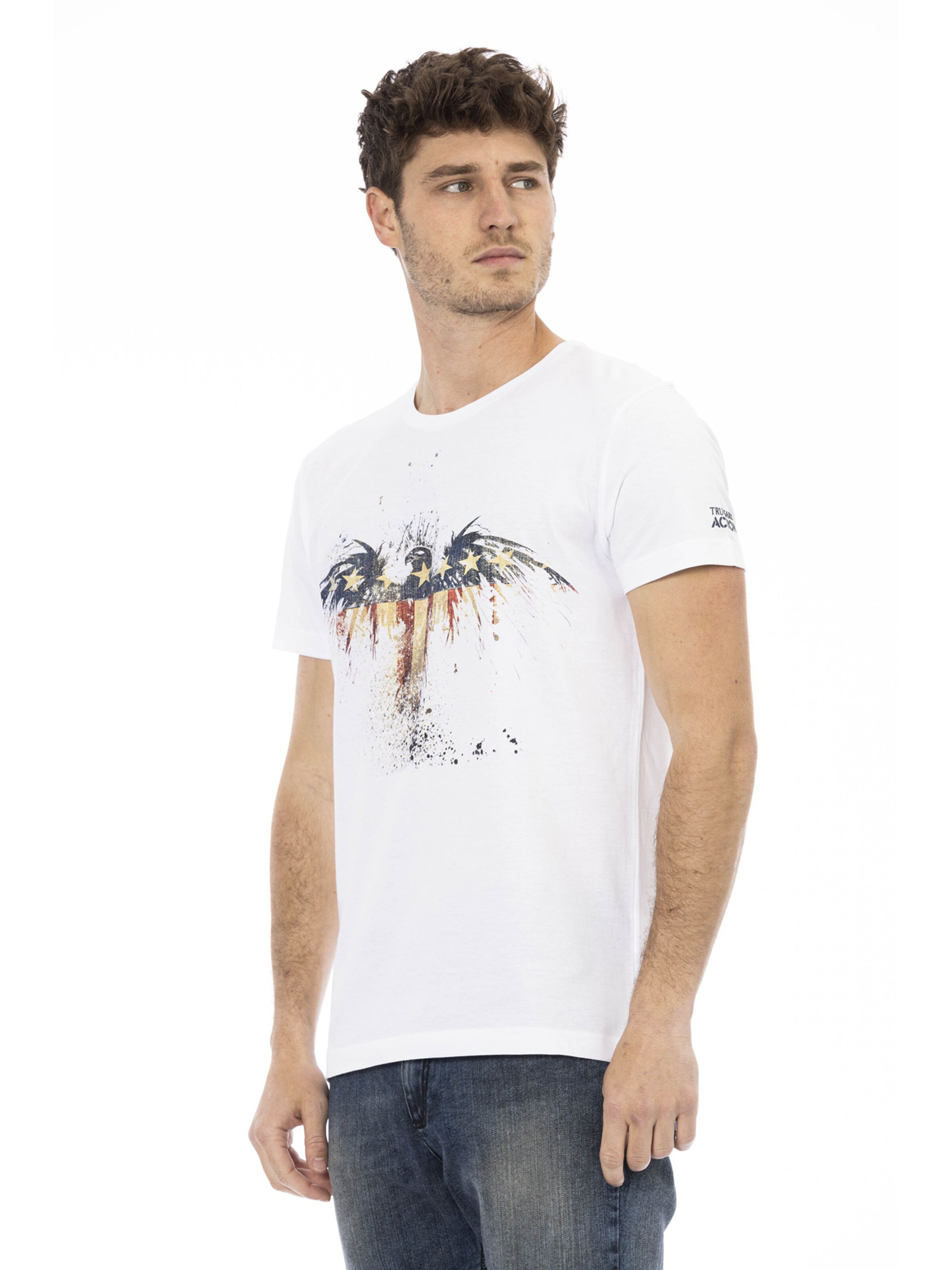 Top 'T-Shirt Uomo Valoris Misto Cotone Viscosa Stampa Aquila' di Trussardi in bianco