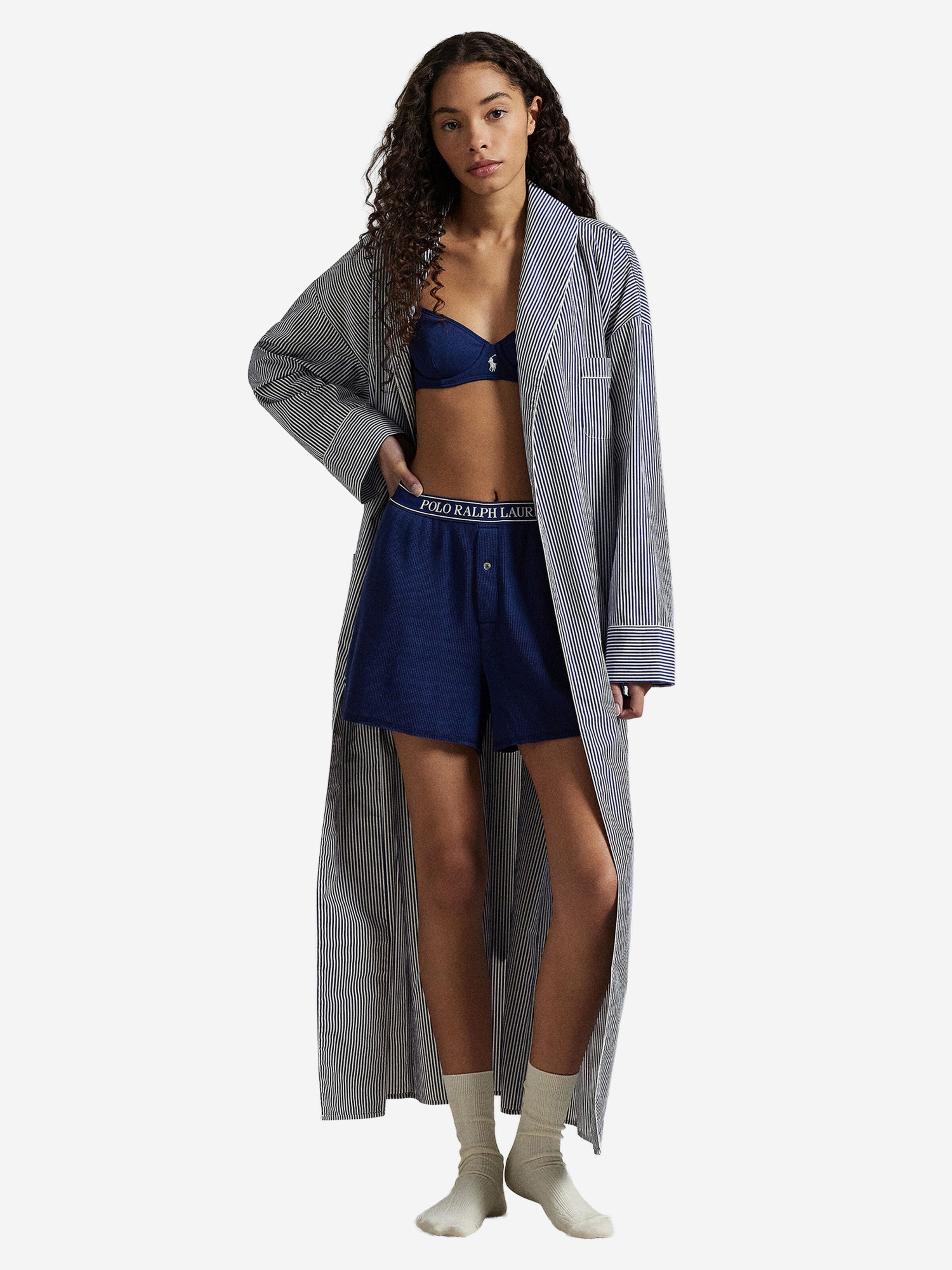 Polo Ralph Lauren Bathrobe short ' Shirting Stripes ' in Purple