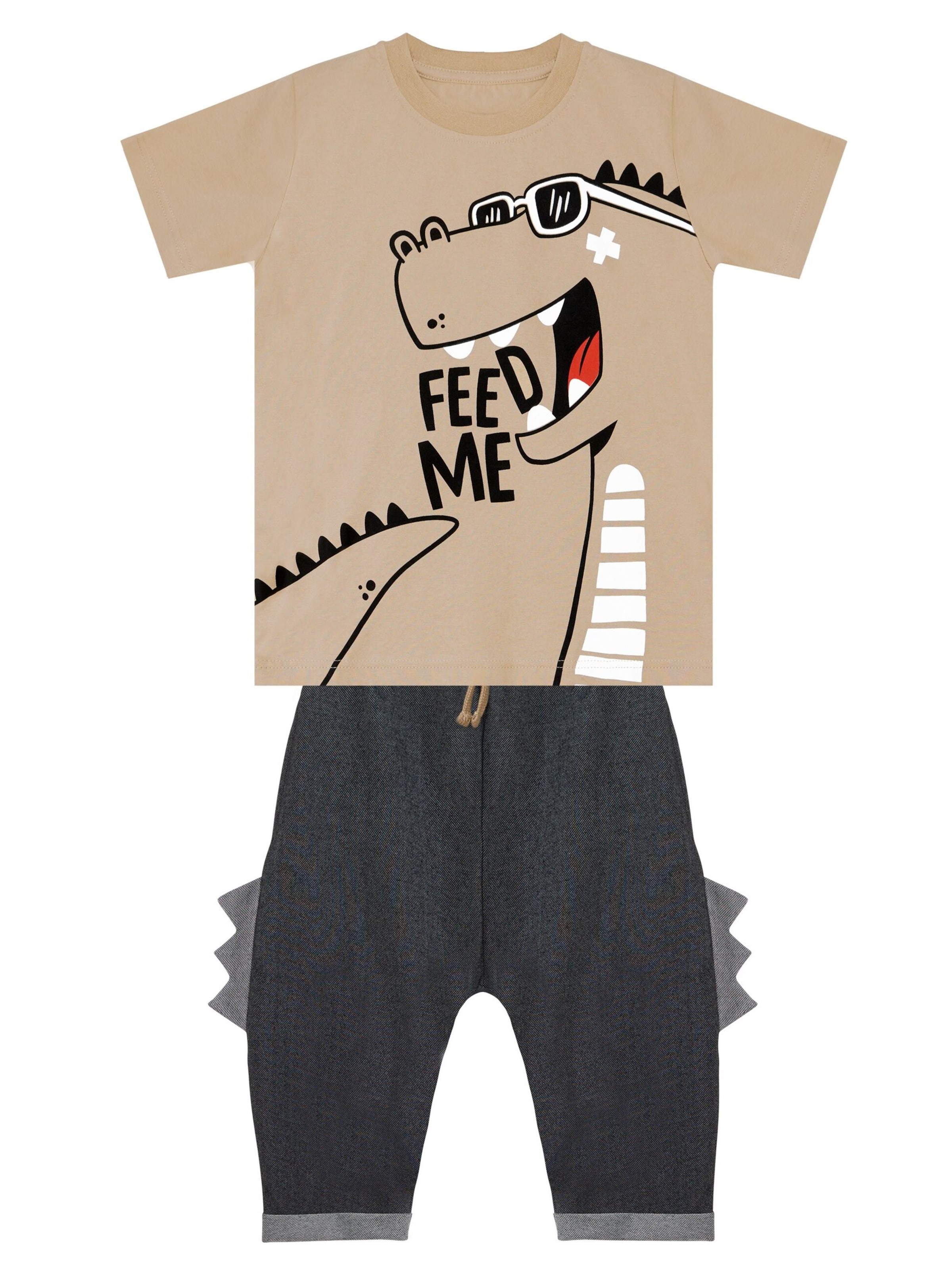 Denokids Set 'Hungry Dino' in Beige: Vorderseite