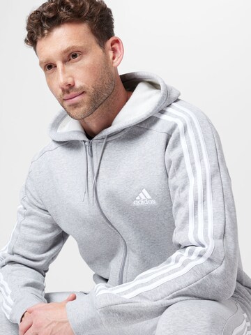 ADIDAS SPORTSWEAR Athletic Zip-Up Hoodie 'Essentials' in Grey