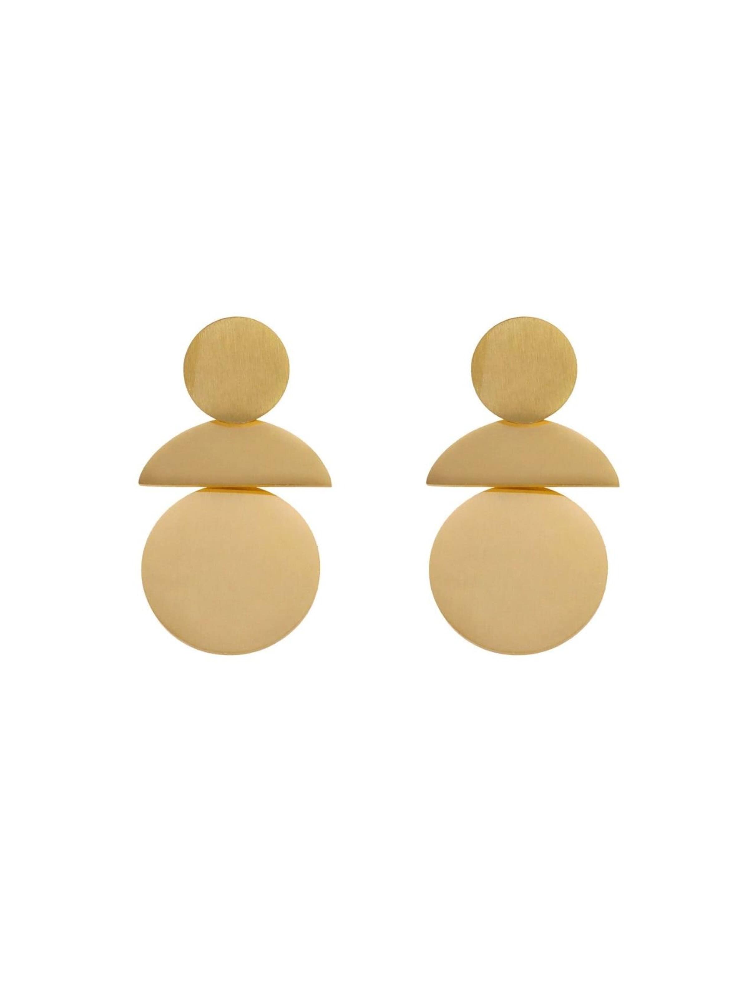 DNSK Copenhagen - Pendientes 'SAGA Waterproof 18K Gold Plated Statement Earring – Brushed Stainless Steel' en oro