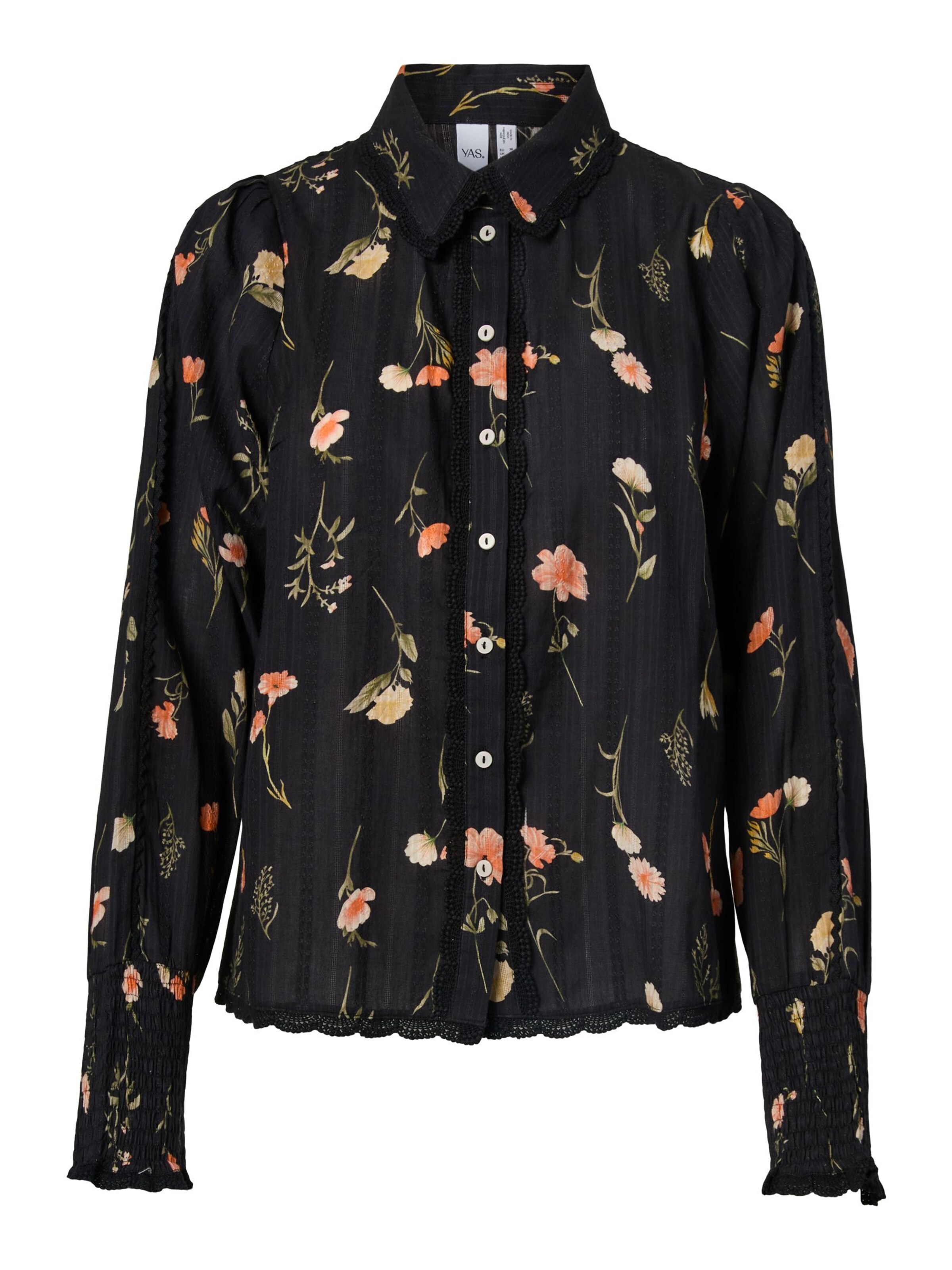 YAS Blouse 'YASSOMELLI' in Zwart: voorkant