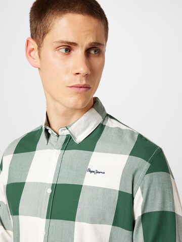 Pepe Jeans Regular fit Button Up Shirt 'FELIX' in Green