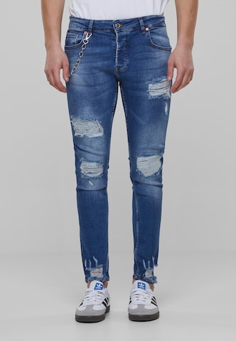 2Y Premium Skinny Jeans in Blauw: voorkant