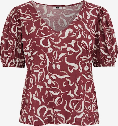 WE Fashion Paita värissä tummanpunainen / valkoinen, Tuotenäkymä