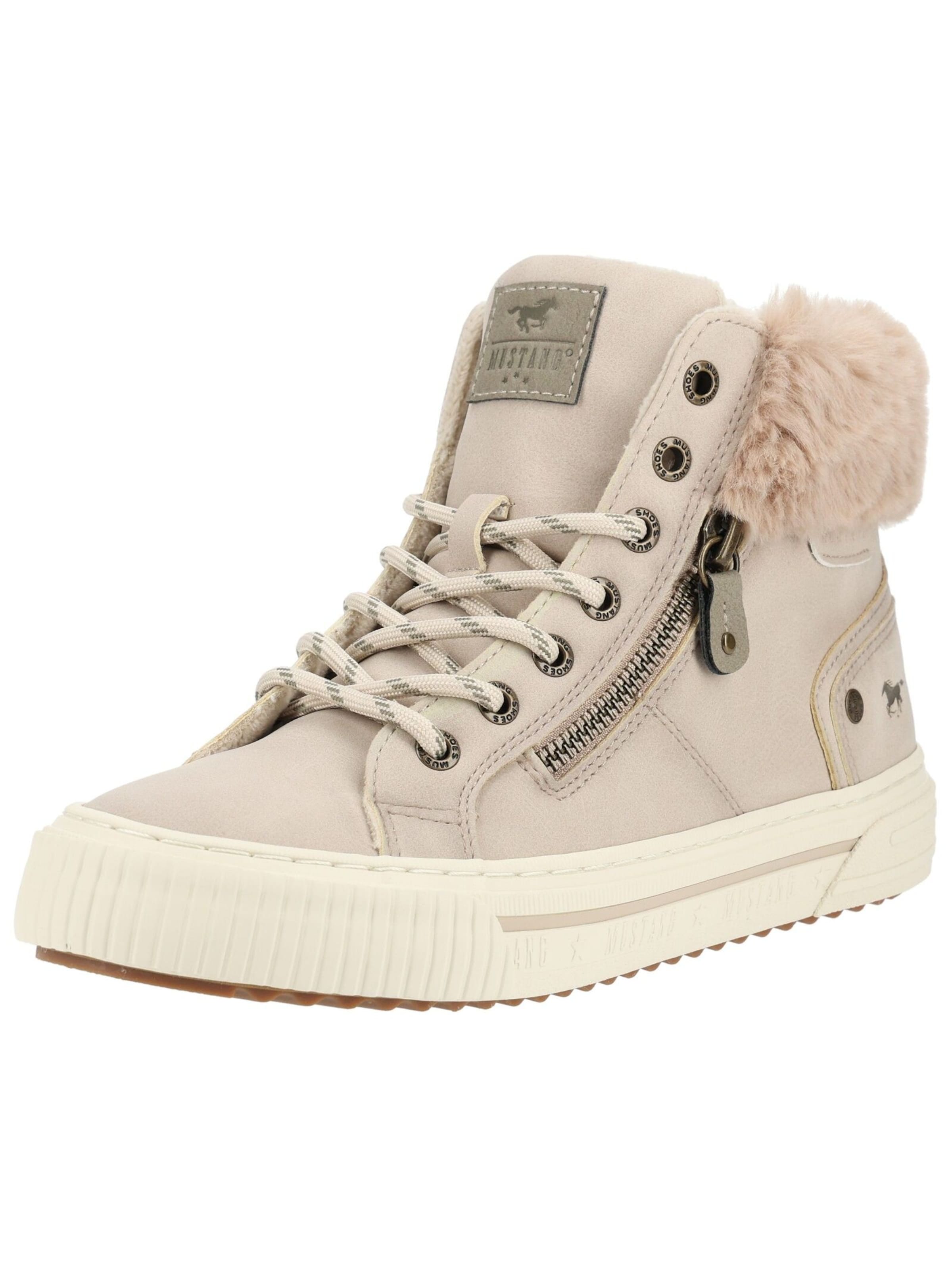 MUSTANG Lace-up bootie in Beige: front