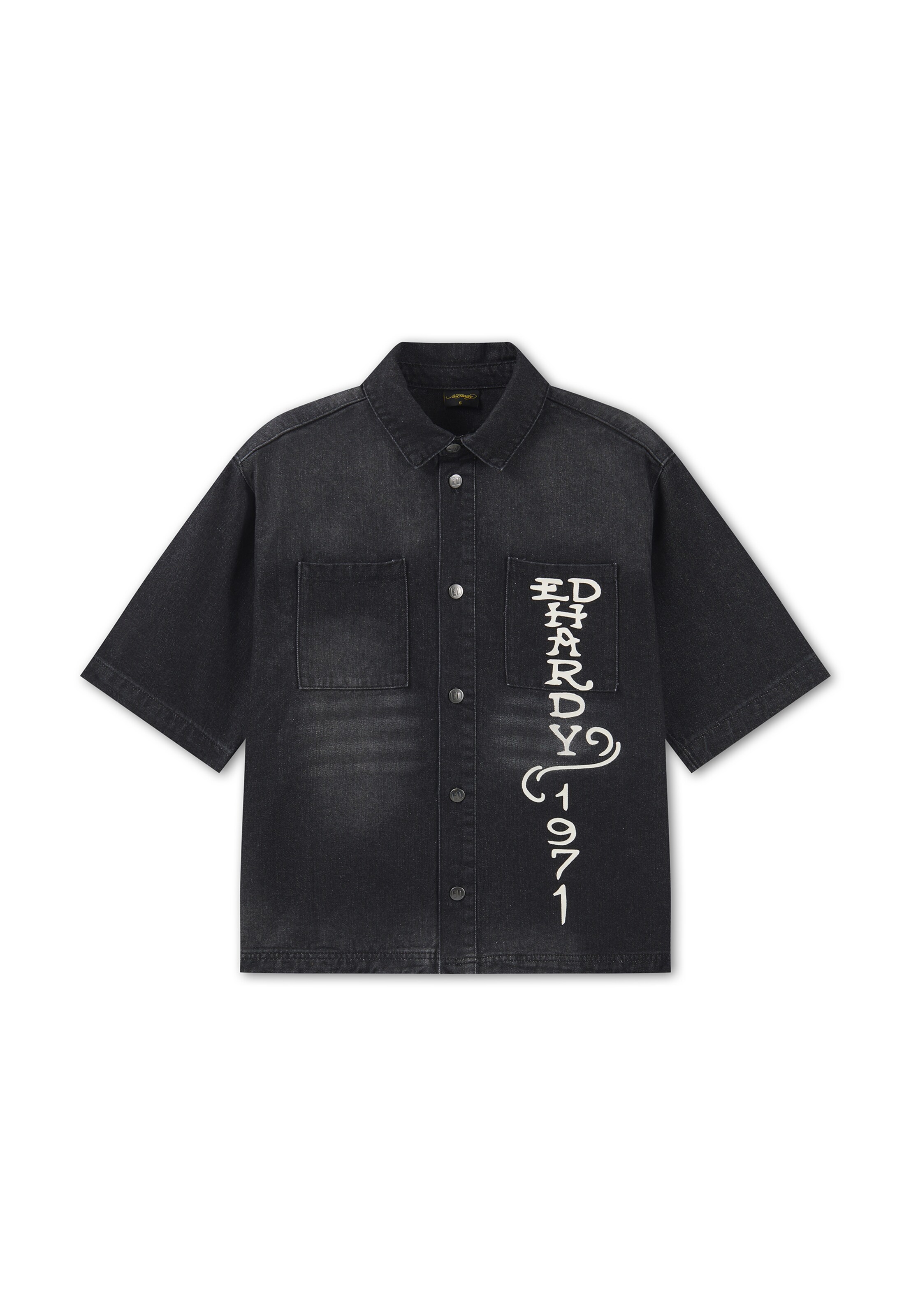Fit confort Chemise 'Tonal Dragon' Ed Hardy en noir : devant
