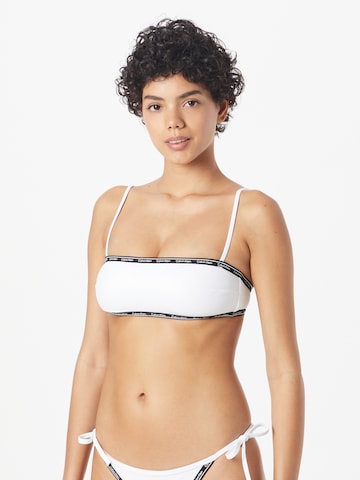 Calvin Klein Swimwear Bandeau Bikini Top in White: front