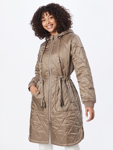 COMMA Between-Seasons Coat in Brown: front