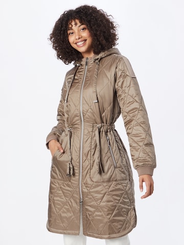 COMMA Between-Seasons Coat in Brown: front