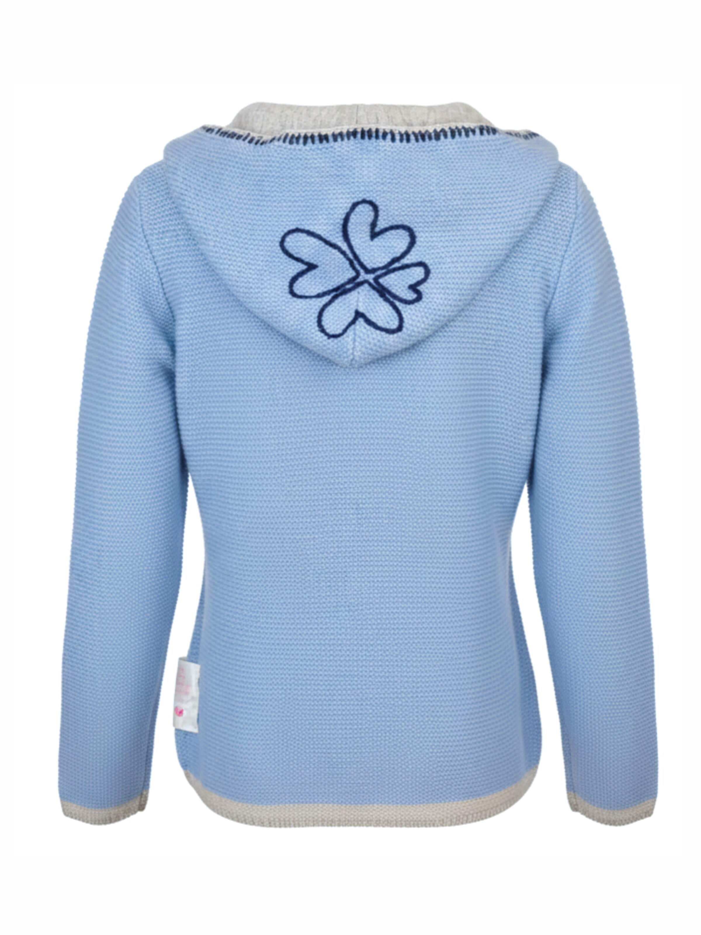 LIKS. Munich Kardigan 'Stricktrachtenjacke mit Kapuze und Stickerei - TeresaC' w kolorze niebieski
