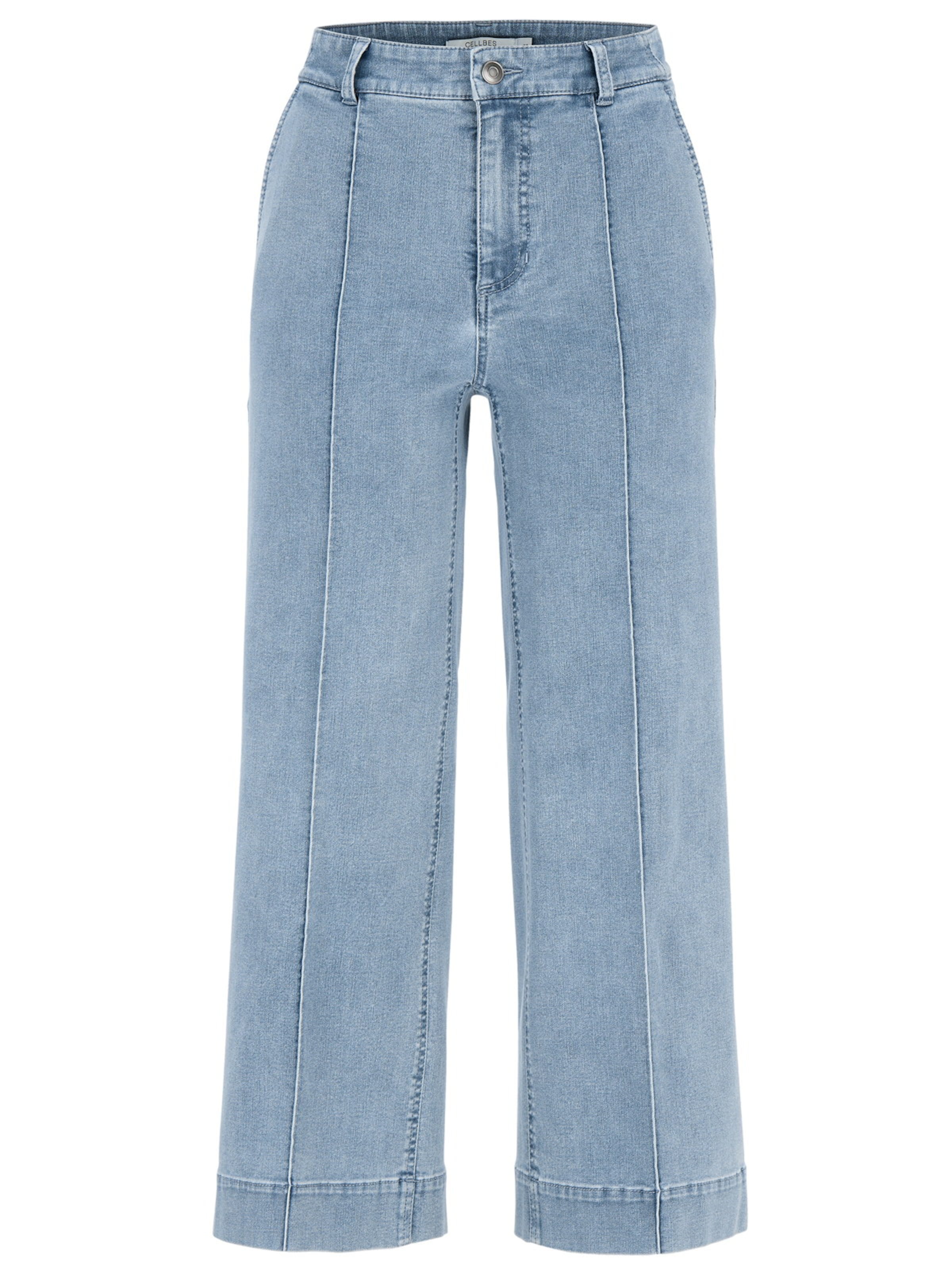 Cellbes of Sweden Bootcut Breite Knöcheljeans mit genähten Bügelfalten in Blau: Vorderseite