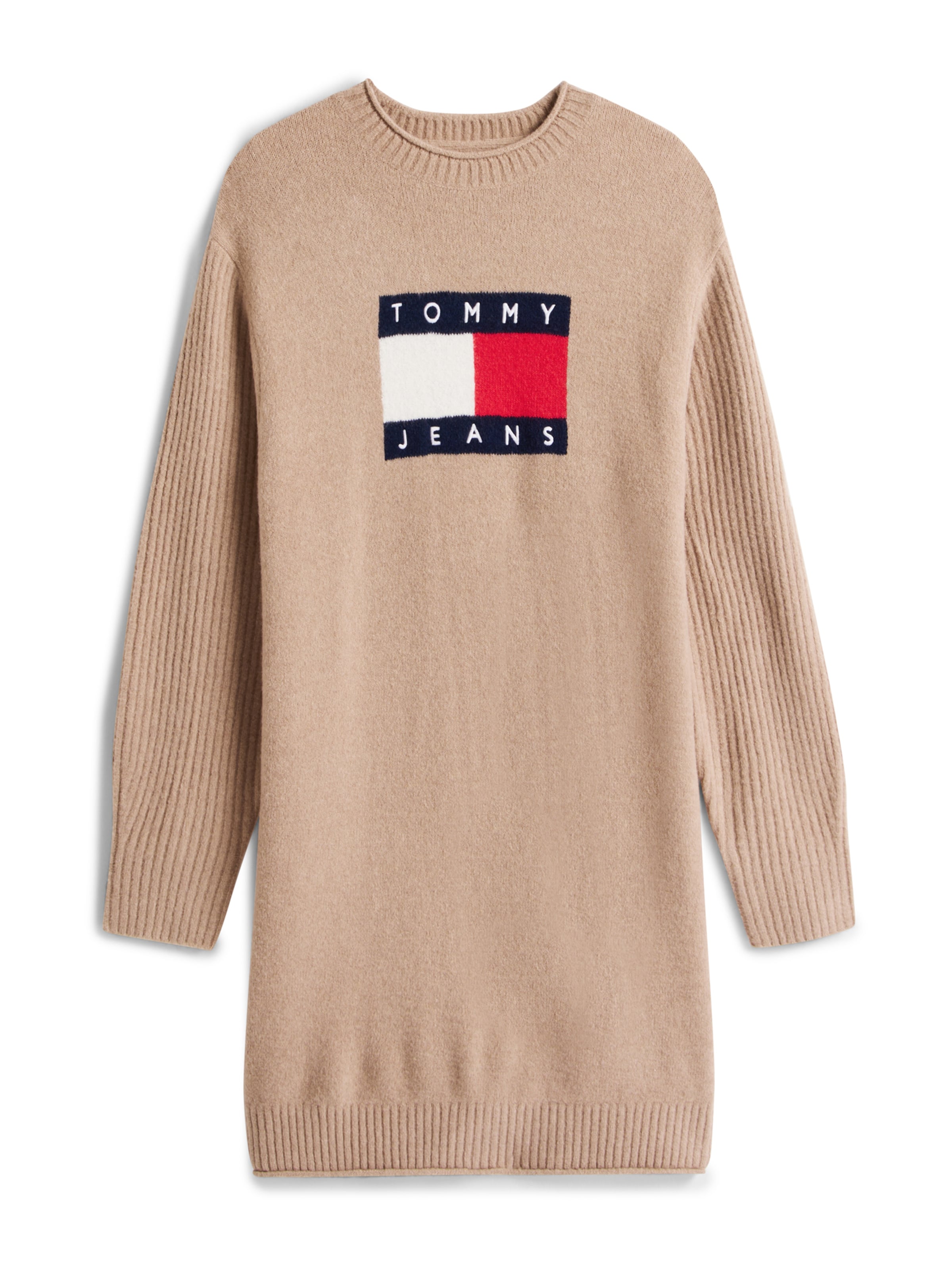 Tommy Jeans Knitted dress in Brown: front