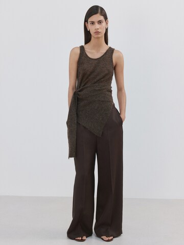 MANGO Wide Leg Suorat housut 'FLUID' värissä ruskea