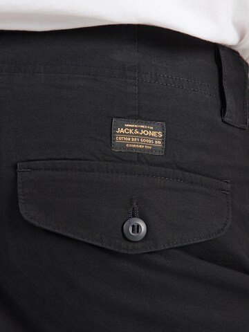 JACK & JONES Ohlapna forma Kargo hlače 'JPSTOWEN EDISON' | črna barva