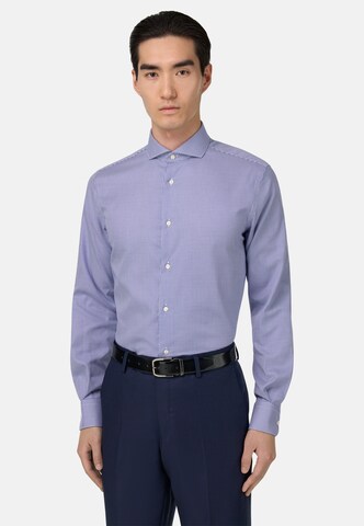 Coupe regular Chemise Boggi Milano en bleu : devant