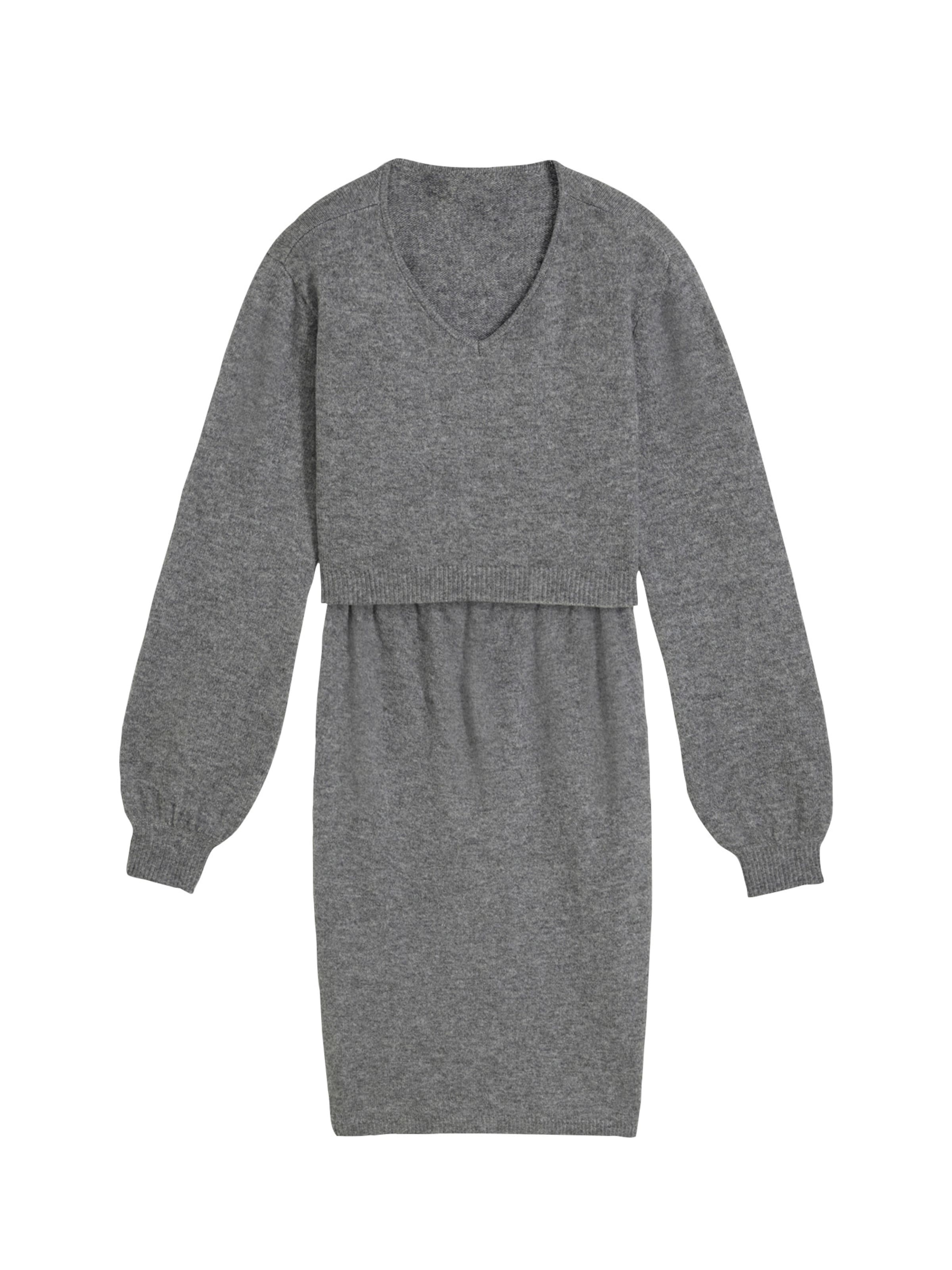 bonprix 2-teiliges Umstands-Strickset in XS in graumeliert, Produktansicht